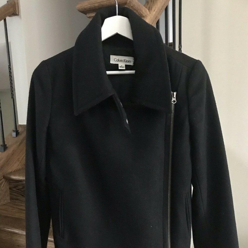 Calvin Klein Women's black Wool Biker Jacket ♠️